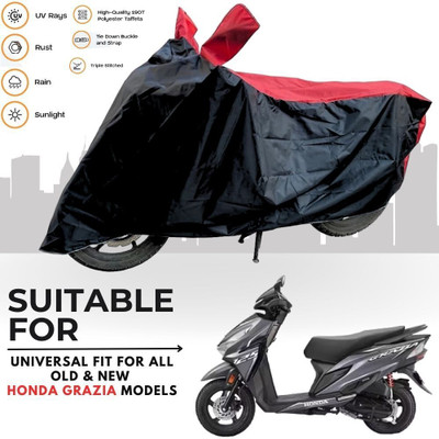 MADAFIYA Two Wheeler Cover for Honda(Grazia BS6, Black, Red)