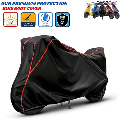 Delphinium Waterproof Two Wheeler Cover for TVS(Pep Plus, Black, Red)
