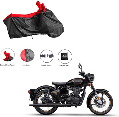 RiderShine Two Wheeler Cover for Royal Enfield(Bullet Trials 500, Black, Red)