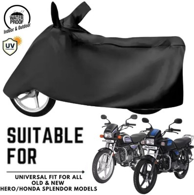 MADAFIYA Waterproof Two Wheeler Cover for Hero, Honda(Splendor Plus, Black)