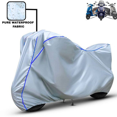 Delphinium Waterproof Two Wheeler Cover for TVS(Jupiter 125, Silver, Blue)