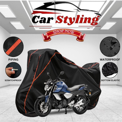 OliverX Waterproof Two Wheeler Cover for Yamaha(FZS-FI, Black, Red)