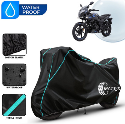 MATT_X Waterproof Two Wheeler Cover for Bajaj(Pulsar 220F, Black, Blue)