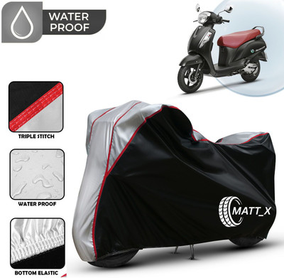 MATT_X Waterproof Two Wheeler Cover for Suzuki(Access 125, Black, Silver)