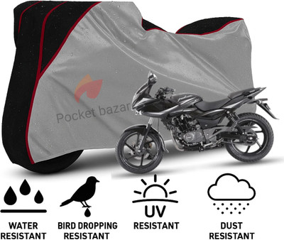 pocket bazar Waterproof Two Wheeler Cover for Bajaj(Pulsar 220F, Silver, Black)