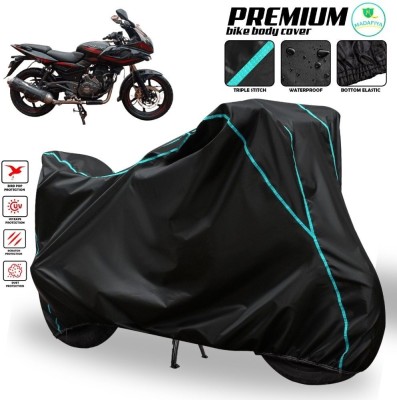 MADAFIYA Two Wheeler Cover for Bajaj(Pulsar 220 BS6, Black, Blue, Multicolor)