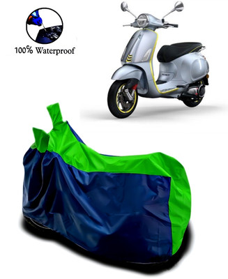 Autofly Waterproof Two Wheeler Cover for Vespa(Piaggio Elettrica, Blue, Green)