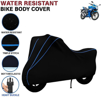 BigFly Waterproof Two Wheeler Cover for Suzuki(Gixxer SF, Black, Blue)