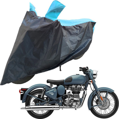 RiderShine Two Wheeler Cover for Royal Enfield(Squadron Blue, Blue, Black)