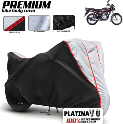 Mwiss Waterproof Two Wheeler Cover for Bajaj(Platina 100, Black, Silver)
