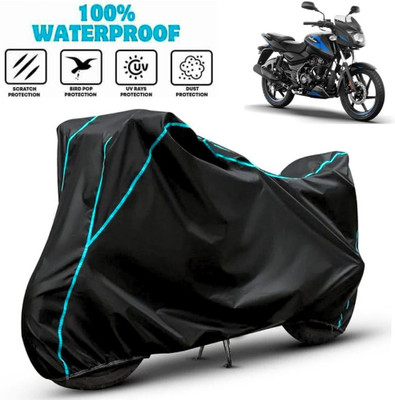 favy Waterproof Two Wheeler Cover for Bajaj(Pulsar 125, Black, Blue)