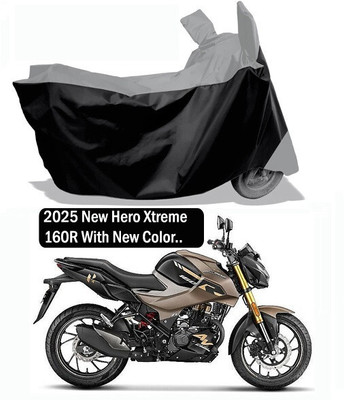 Amexride Two Wheeler Cover for Hero(Xtreme 160 R, Grey, Black)