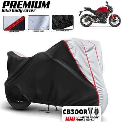 CAROXON Waterproof Two Wheeler Cover for Honda(CB300R, Black, Silver)
