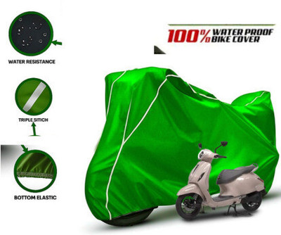 pocket bazar Waterproof Two Wheeler Cover for Bajaj(Chetak, Green, White)