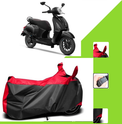 WMIZEXA Two Wheeler Cover for Bajaj(Chetak, Black, Red)