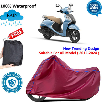 AUTOCAD Waterproof Two Wheeler Cover for Yamaha(Fascino 125 BS6, Maroon)