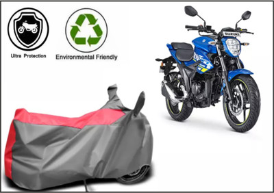 Mdstar Waterproof Two Wheeler Cover for Suzuki(Gixxer, Red, Grey)