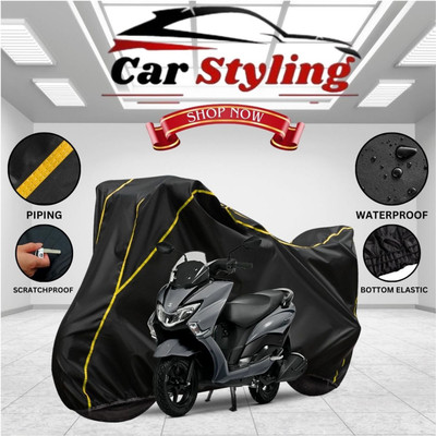 OliverX Waterproof Two Wheeler Cover for Suzuki(Burgman Street, Black, Yellow)