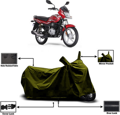 Amexride Two Wheeler Cover for Bajaj(Platina 100 DTS-i, Green)
