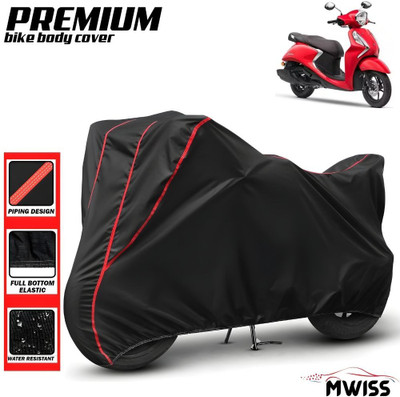 Mwiss Waterproof Two Wheeler Cover for Yamaha(Fascino, Black, Red)