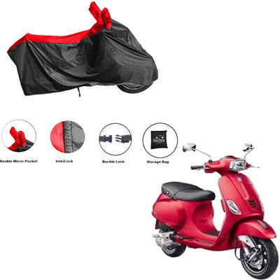 RiderShine Waterproof Two Wheeler Cover for Piaggio(Vespa SXL 150, Black, Red)
