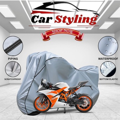 Car Styling Waterproof Two Wheeler Cover for KTM(RC 200 BS6, Silver, Black)