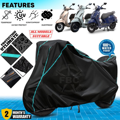 AutoGalaxy Waterproof Two Wheeler Cover for Bajaj(Chetak, Black, Blue)