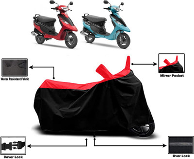 Amexride Two Wheeler Cover for TVS(Pep Plus, Red)