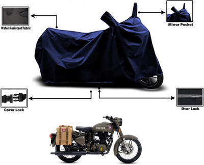 Amexride Two Wheeler Cover for Royal Enfield(Classic 500, Blue)