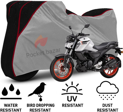 pocket bazar Waterproof Two Wheeler Cover for Yamaha(FZS-FI V3 BS6, Silver, Black)