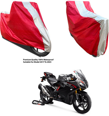AutoGalaxy Waterproof Two Wheeler Cover for TVS(Apache RTR 160 4V, Silver, Red)