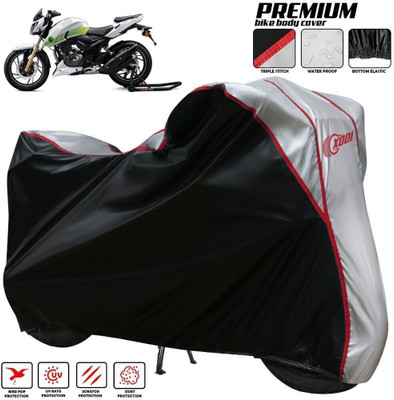 xodi Waterproof Two Wheeler Cover for TVS(Apache RTR 200 4V, Silver, Black)