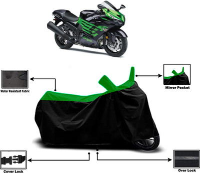 Amexride Two Wheeler Cover for Kawasaki(Ninja ZX 14R BS6, Green)