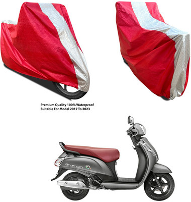 AutoGalaxy Waterproof Two Wheeler Cover for Suzuki(Access SE, Silver, Red)