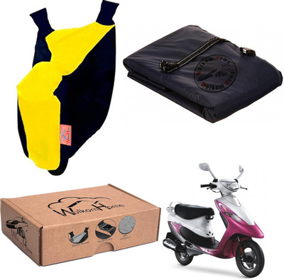WolkomHome Waterproof Two Wheeler Cover for TVS(Scooty Pep Plus, Yellow, Blue)
