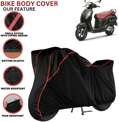kerwa Waterproof Two Wheeler Cover for Suzuki(New Access 125, Black, Red)