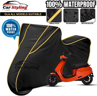 Car Styling Waterproof Two Wheeler Cover for Ola(Scooty, Black, Yellow)