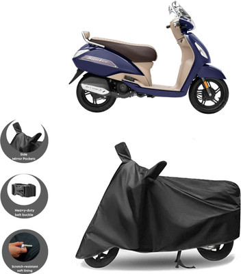 WMIZEXA Waterproof Two Wheeler Cover for TVS(Black)
