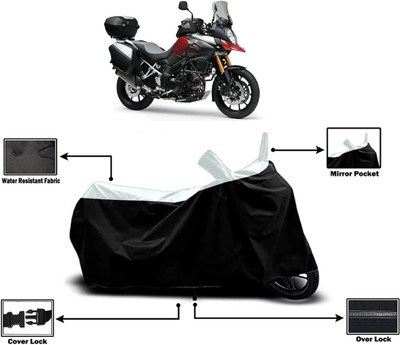 Amexride Two Wheeler Cover for Suzuki(V Strom 1000, White)