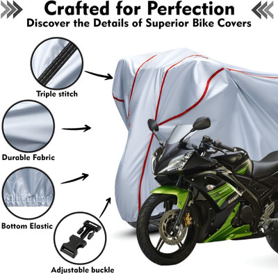 Shiv Kanha Waterproof Two Wheeler Cover for Yamaha(R15, Silver, Red)