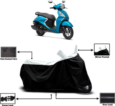 Amexride Two Wheeler Cover for Yamaha(Fascino 125, White)