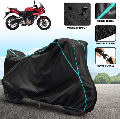 AutoGalaxy Waterproof Two Wheeler Cover for Bajaj(Pulsar AS 150, Black, Blue)