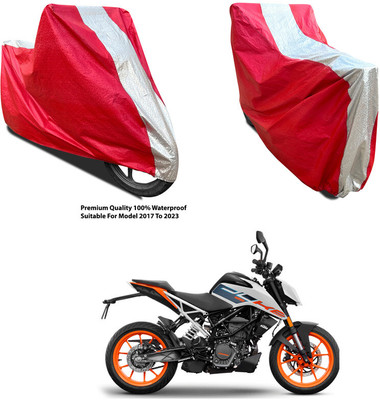 AutoGalaxy Waterproof Two Wheeler Cover for KTM(125 Duke, Silver, Red)