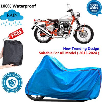 OliverX Waterproof Two Wheeler Cover for Royal Enfield(Bullet Trials 500, Blue)