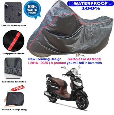 OliverX Waterproof Two Wheeler Cover for Hero(Pleasure Plus, Black, Red)