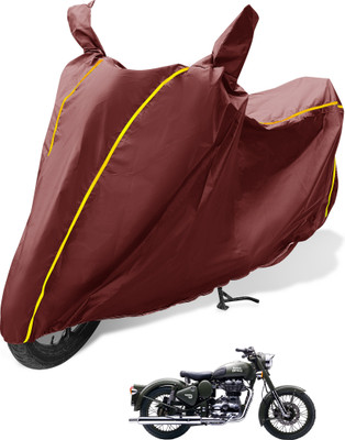 Auto Hub Waterproof Two Wheeler Cover for Royal Enfield(Battle Green, Maroon)