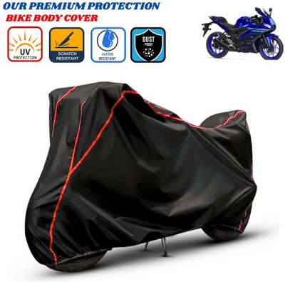 Delphinium Waterproof Two Wheeler Cover for Yamaha(YZF R3, Black, Red)