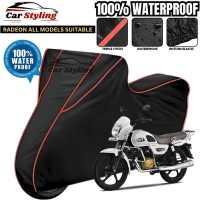 OliverX Waterproof Two Wheeler Cover for TVS(Radeon, Black, Red)