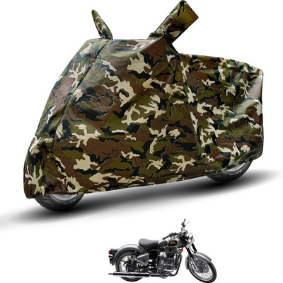 Auto Hub Waterproof Two Wheeler Cover for Royal Enfield(Classic 500, Brown)