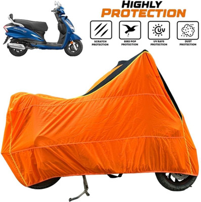 ZAQE Waterproof Two Wheeler Cover for Hero(Destini 125, Black, Orange)